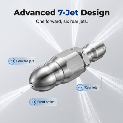 💥 BUY 2 GET 1 FREE +  50% OFF!🔧6500 PSI Stainless Steel Sewer Jetter Nozzle – 1/4" Quick Connect Drain Cleaning Attachment for Pressure Washers