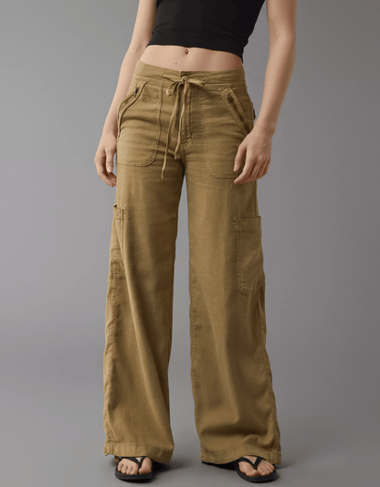 🔥2024 New Arrival🔥Linen-Blend Wide-Leg Cargo Pant