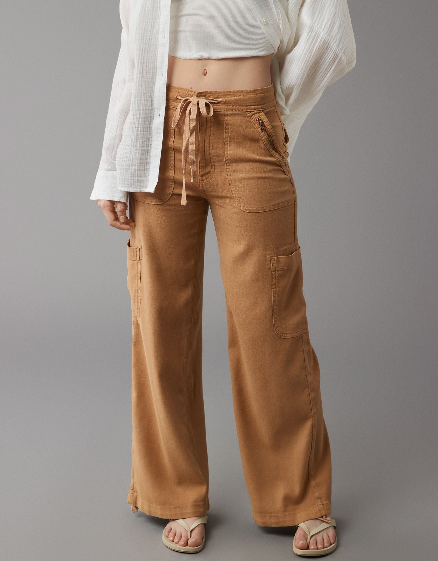 🔥2024 New Arrival🔥Linen-Blend Wide-Leg Cargo Pant