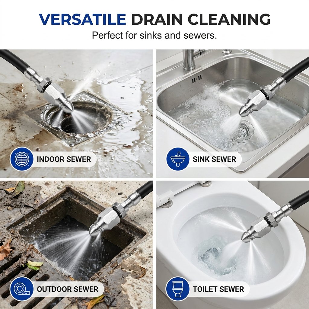 💥 BUY 2 GET 1 FREE +  50% OFF!🔧6500 PSI Stainless Steel Sewer Jetter Nozzle – 1/4" Quick Connect Drain Cleaning Attachment for Pressure Washers