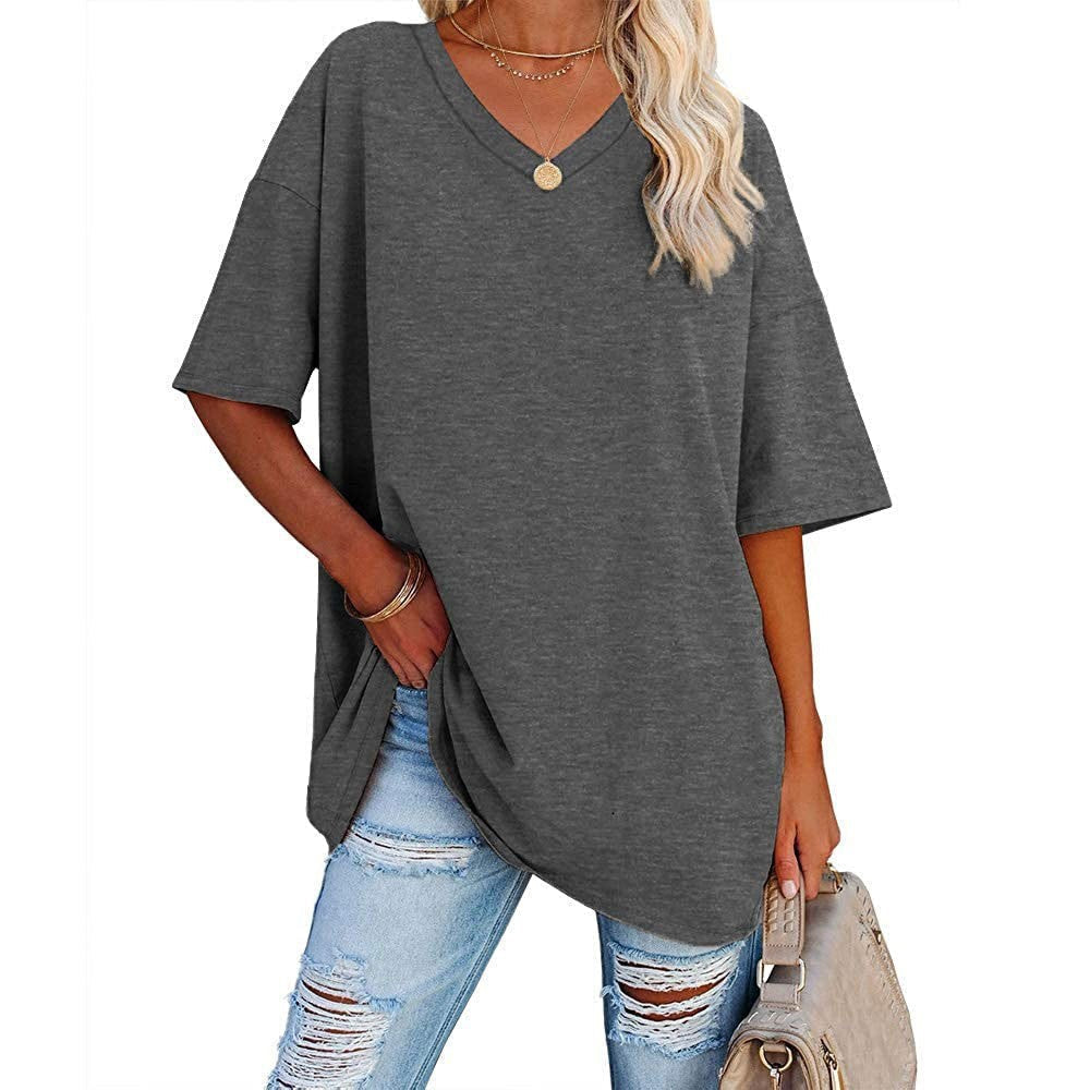 💥Last Day Special Sale 49% OFF👚Women's Summer Half Sleeve Casual Loose Fit Cotton Tunic T-shirt