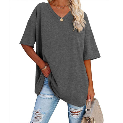 💥Last Day Special Sale 49% OFF👚Women's Summer Half Sleeve Casual Loose Fit Cotton Tunic T-shirt