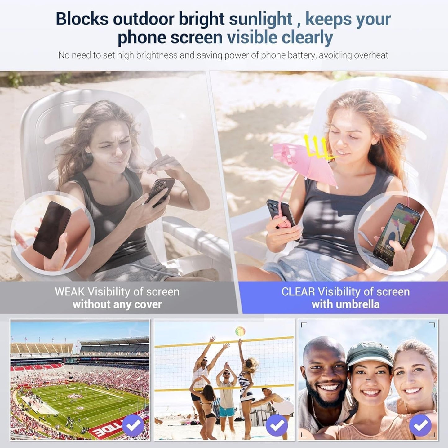 🌸LAST DAY SPECIAL PRICE!!🌸Magnetic Phone Sun Shade Umbrella – Adjustable Anti-Glare Screen Shield