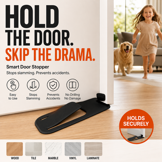 🚪BUY 1 GET 1 FREE + 50% OFF!🔥Pack Door Stopper Protector –  No-drill, residue-free & holds doors open. Safe & simple – stock up & save! 🏠✅