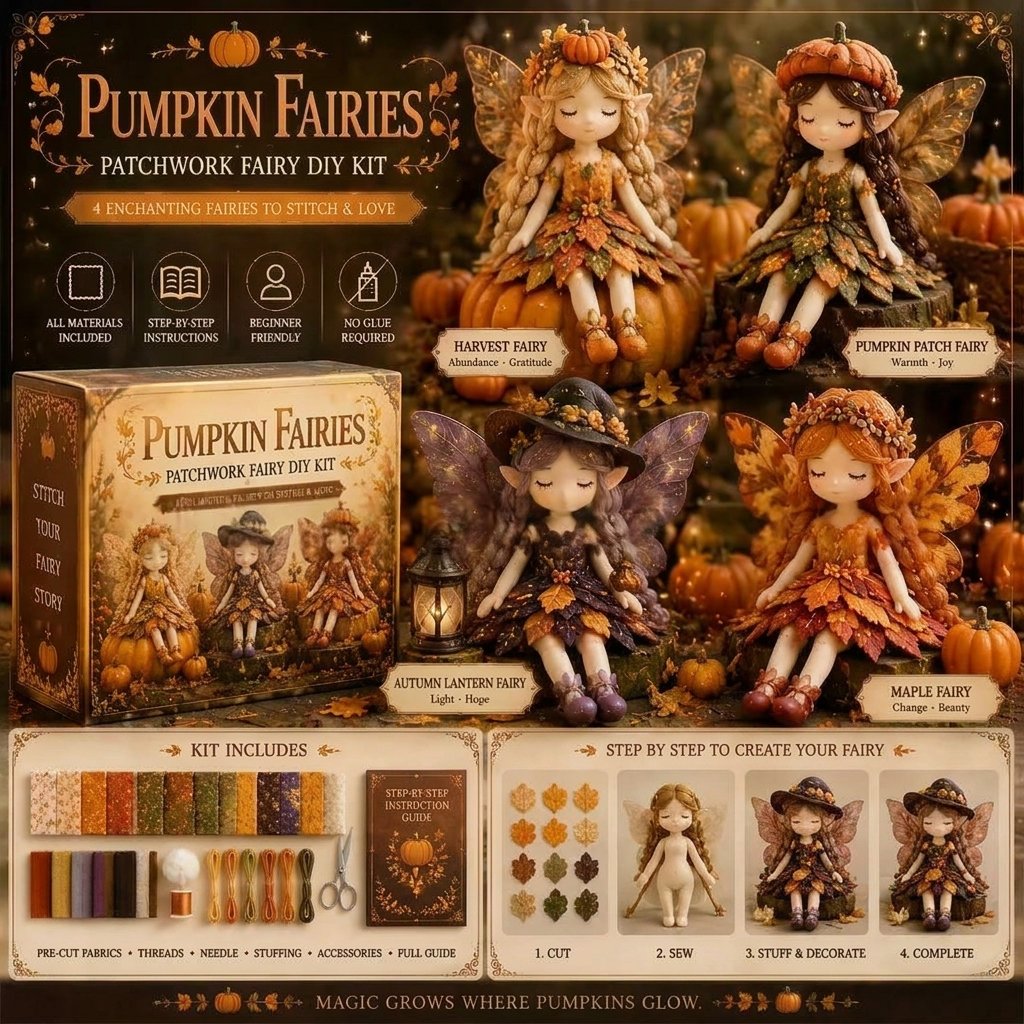 🌸LAST DAY SPECIAL PRICE!!🌸 Flower Fairies Patchwork DIY Kit 🧚‍♀️4 Whimsical Fairy Dolls Sewing Kit