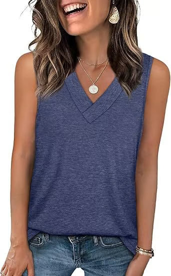Women's Casual V-Neck Loose Fit Tank Top