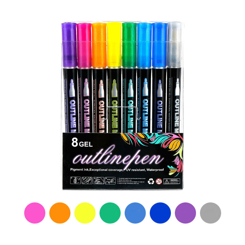 🎄Christmas Flash Sale 49% OFF 🎅Glitter Double Outline Coloring Marker Set🖌️