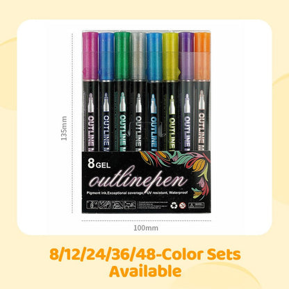 🎄Christmas Flash Sale 49% OFF 🎅Glitter Double Outline Coloring Marker Set🖌️