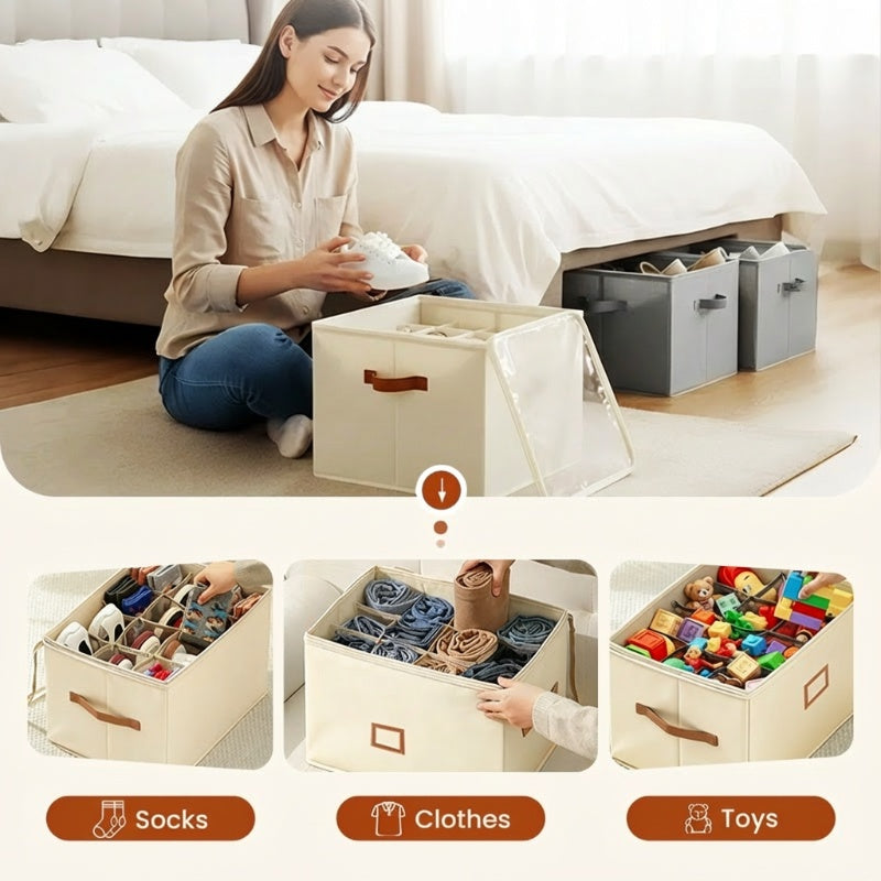 ⏰LIMITED TIME 49% OFF! 👟 Fabric Shoe Organizer Storage Box – Foldable, Large Capacity, Dustproof & Breathable for Closet & Bedroom 🧺✨