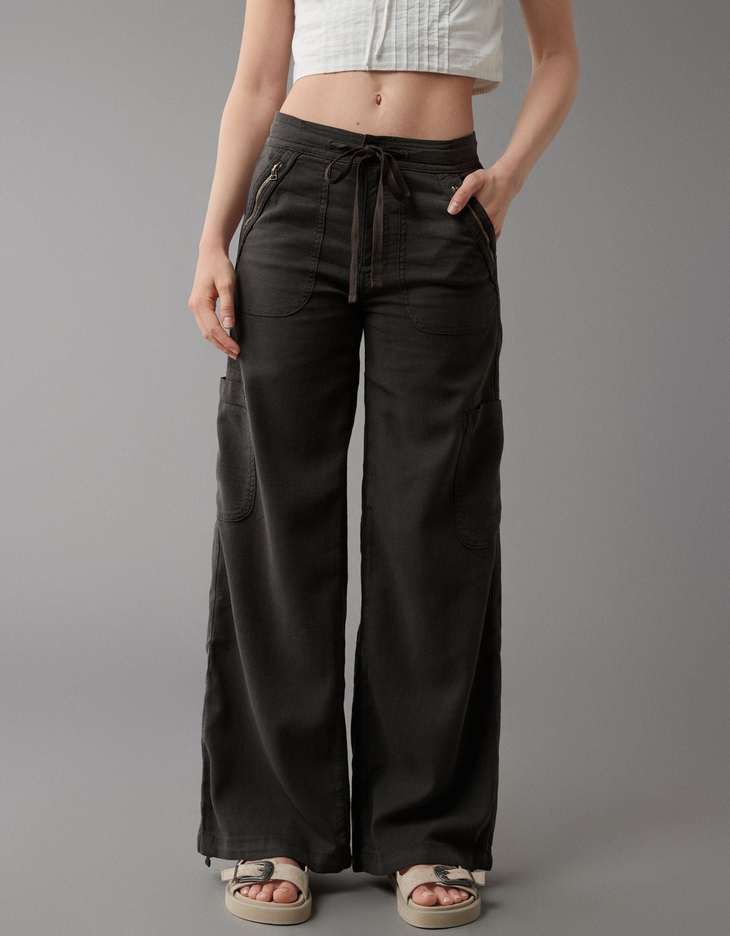 🔥2024 New Arrival🔥Linen-Blend Wide-Leg Cargo Pant