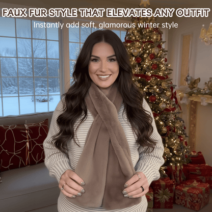 🎀Only Today! £7.99 🎀Cosy Faux Fur Pull-Through Scarf with Secret Zipper Pocket – Holds Your Phone, Cards & Keys Hands-Free