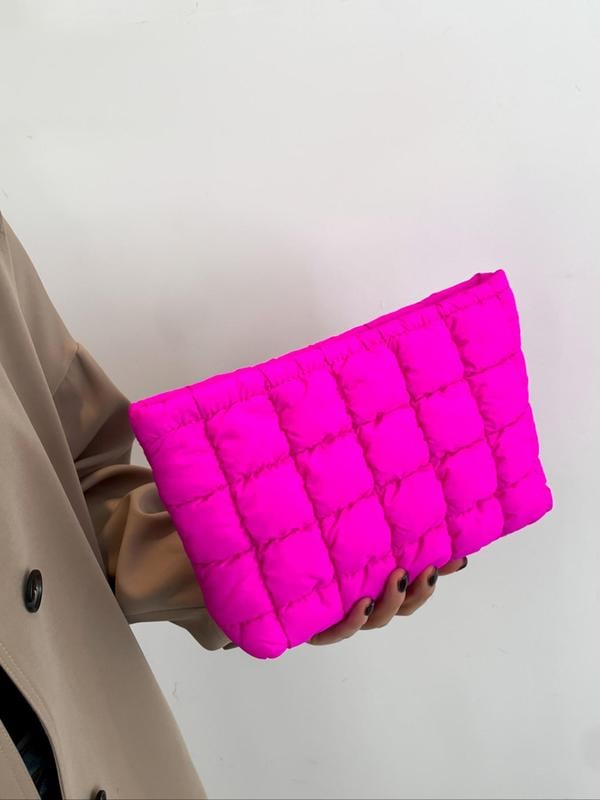 🔥 Solid Color Quilted Clutch – Large Capacity Travel Storage Bag