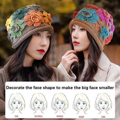 🎀Gradient Colored Flower Handmade Knitted Pile Hat