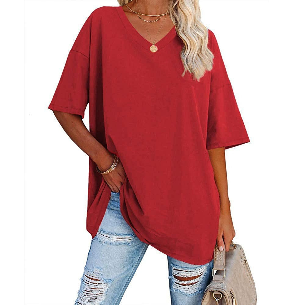 💥Last Day Special Sale 49% OFF👚Women's Summer Half Sleeve Casual Loose Fit Cotton Tunic T-shirt
