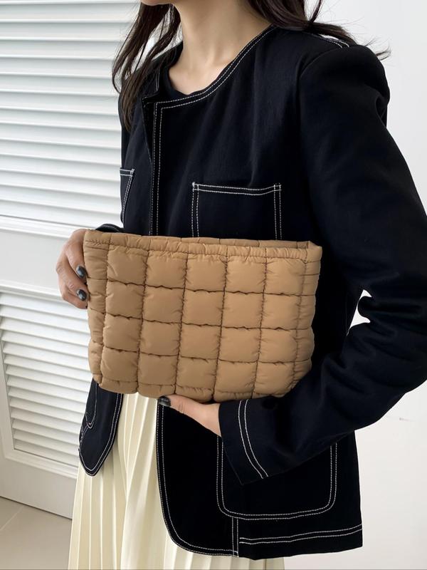 🔥 Solid Color Quilted Clutch – Large Capacity Travel Storage Bag