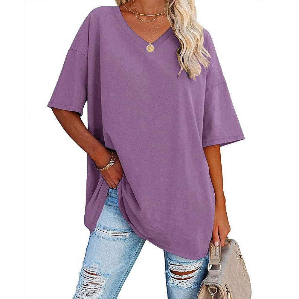 💥Last Day Special Sale 49% OFF👚Women's Summer Half Sleeve Casual Loose Fit Cotton Tunic T-shirt