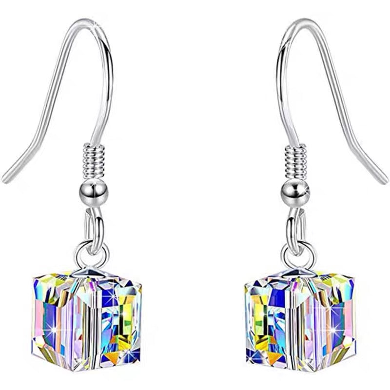 💥Hot Sale🩵Austrian Sugar Cube Crystal Bracelet Necklace Earrings For Women✨