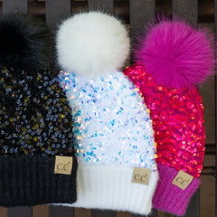 🧣🧢New Year Hot Sale 49% OFF  - 💃🏼🌟C.C Sequin Fur Pom Beanie