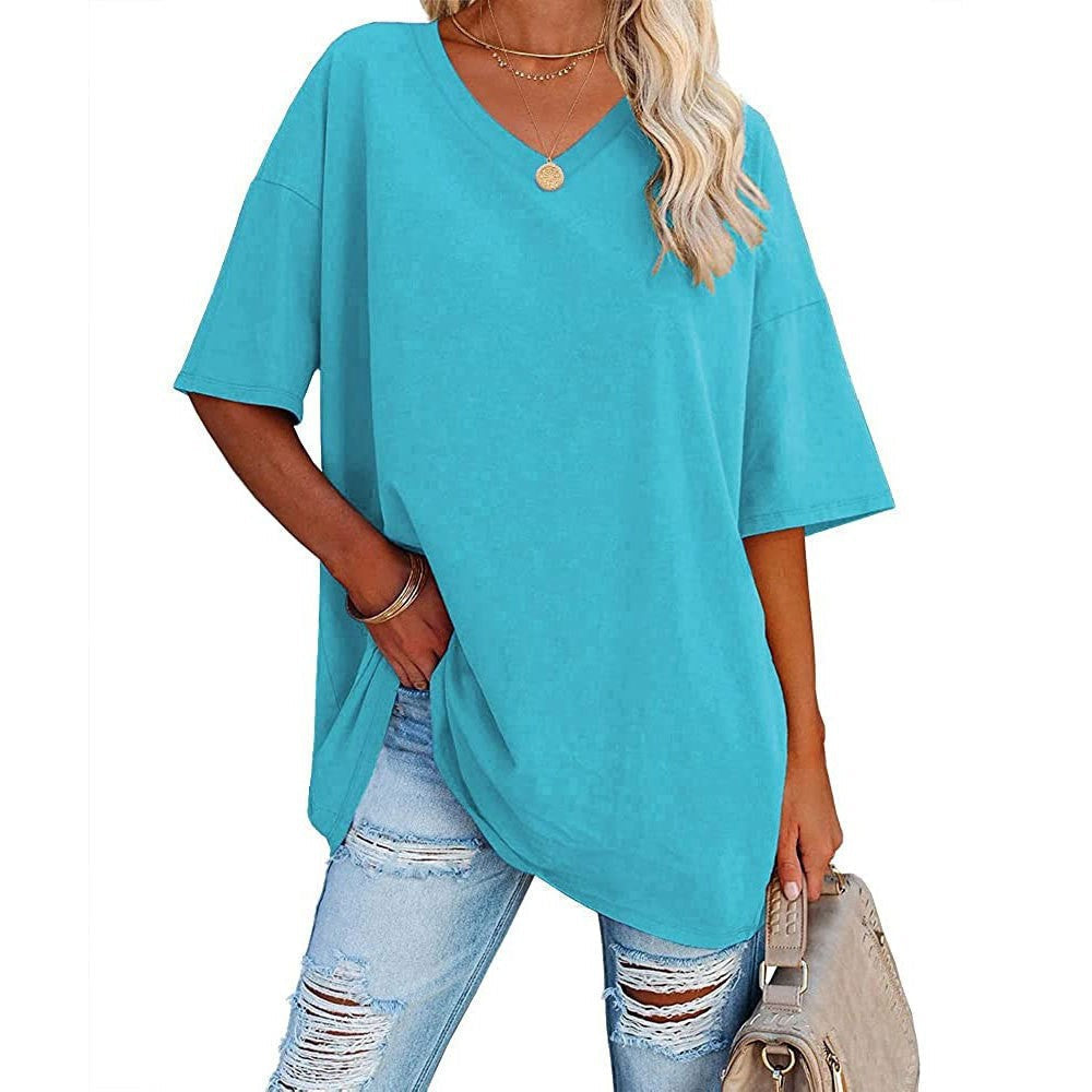 💥Last Day Special Sale 49% OFF👚Women's Summer Half Sleeve Casual Loose Fit Cotton Tunic T-shirt