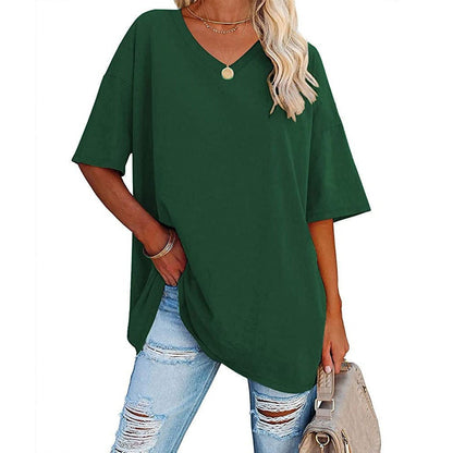 💥Last Day Special Sale 49% OFF👚Women's Summer Half Sleeve Casual Loose Fit Cotton Tunic T-shirt