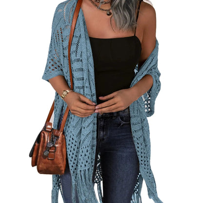 💥Buy 2 Get Free Shipping 😍Women’s Oversized Knit Cardigan – Lightweight Crochet Tassel Kimono for Spring & Summer 🌸