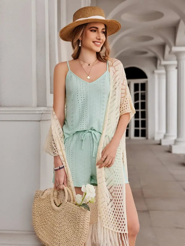 💥Buy 2 Get Free Shipping 😍Women’s Oversized Knit Cardigan – Lightweight Crochet Tassel Kimono for Spring & Summer 🌸