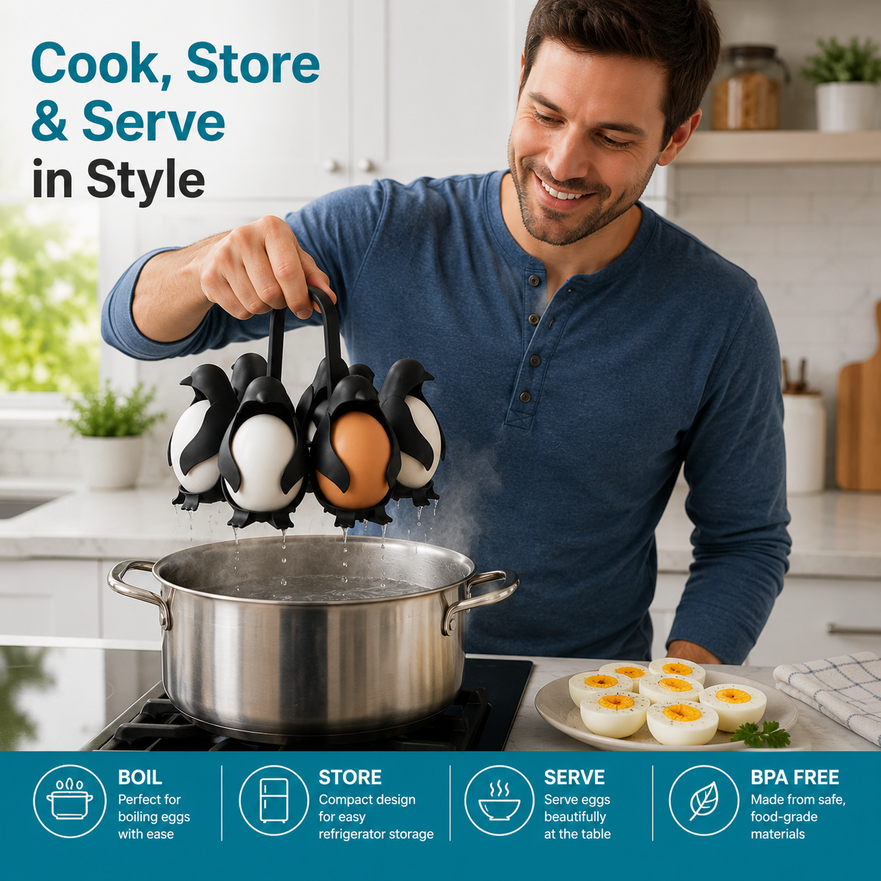 💥 BUY 2 GET 1 FREE +75% off! 🥳Penguin Shaped Egg Cooker