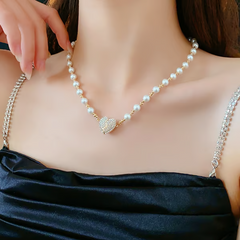 ✨New Arrival ✨💖Valentine's DayHot Sale 60% OFF🎀💎Magnetic Heart Pearl Necklace