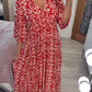 🔥LAST DAY SALE 60% OFF🌷Bohemian Casual Print V-neck Shirred Waist Long Dress