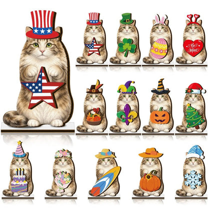🎅Christmas HOT SALE🐱50K+ SOLD!✨Interchangeable Magnetic Wooden Friend – Year-Round Seasonal Shelf Decor