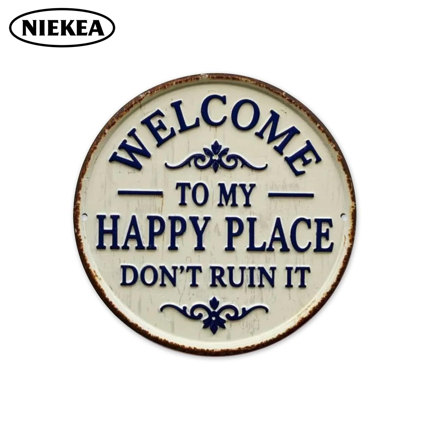 ⏰️Last Day For Free Shipping⌛️Vintage "Happy Place" Metal Sign