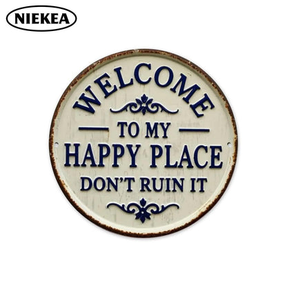 ⏰️Last Day For Free Shipping⌛️Vintage "Happy Place" Metal Sign