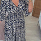 🔥LAST DAY SALE 60% OFF🌷Bohemian Casual Print V-neck Shirred Waist Long Dress