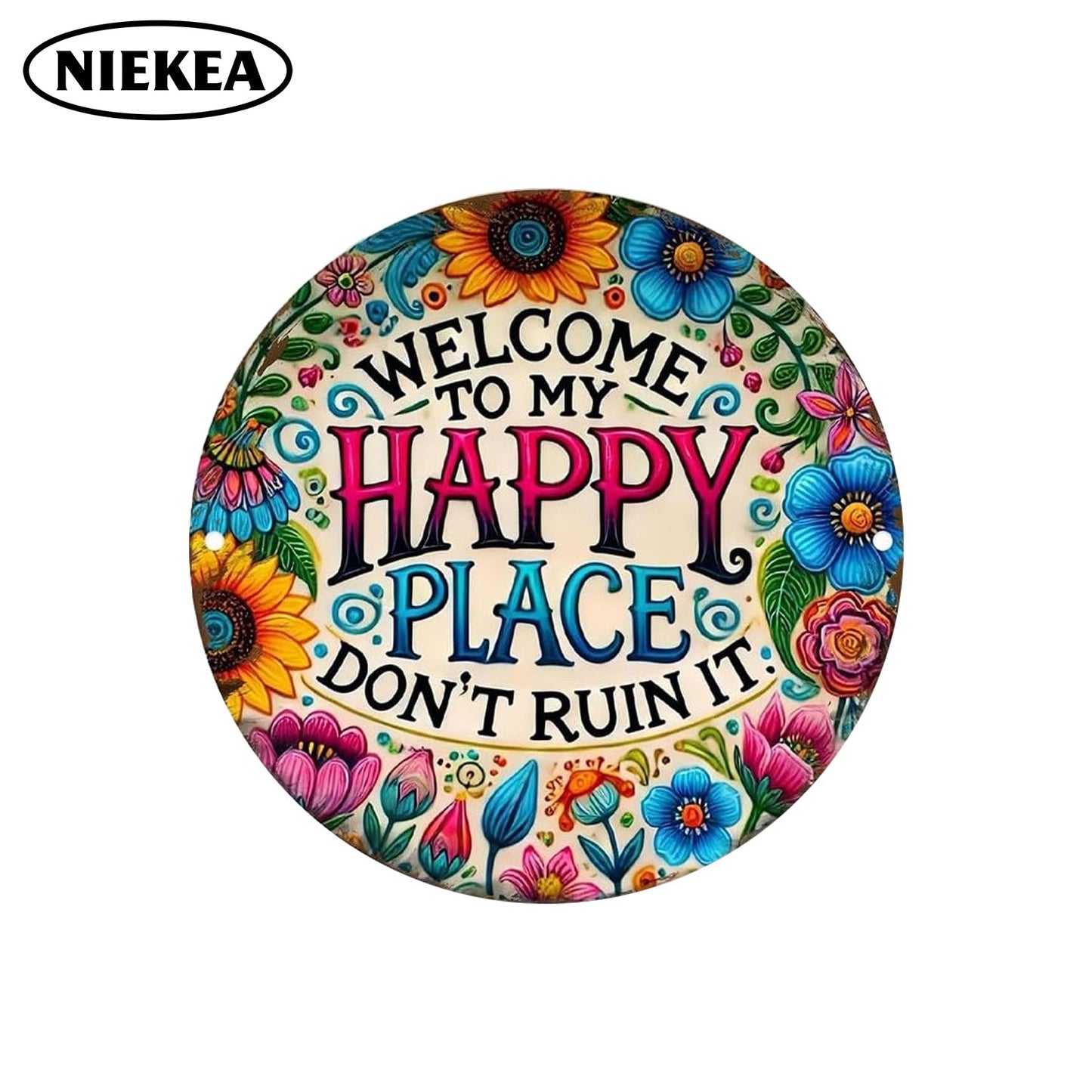 ⏰️Last Day For Free Shipping⌛️Vintage "Happy Place" Metal Sign