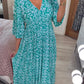 🔥LAST DAY SALE 60% OFF🌷Bohemian Casual Print V-neck Shirred Waist Long Dress