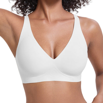 🌸LAST DAY SPECIAL PRICE!!🌸 Jelly Wireless Womens Comfortable Wireless Bras Push Up Bralettes Seamless Tshirts Bras Deep V Everyday Bras