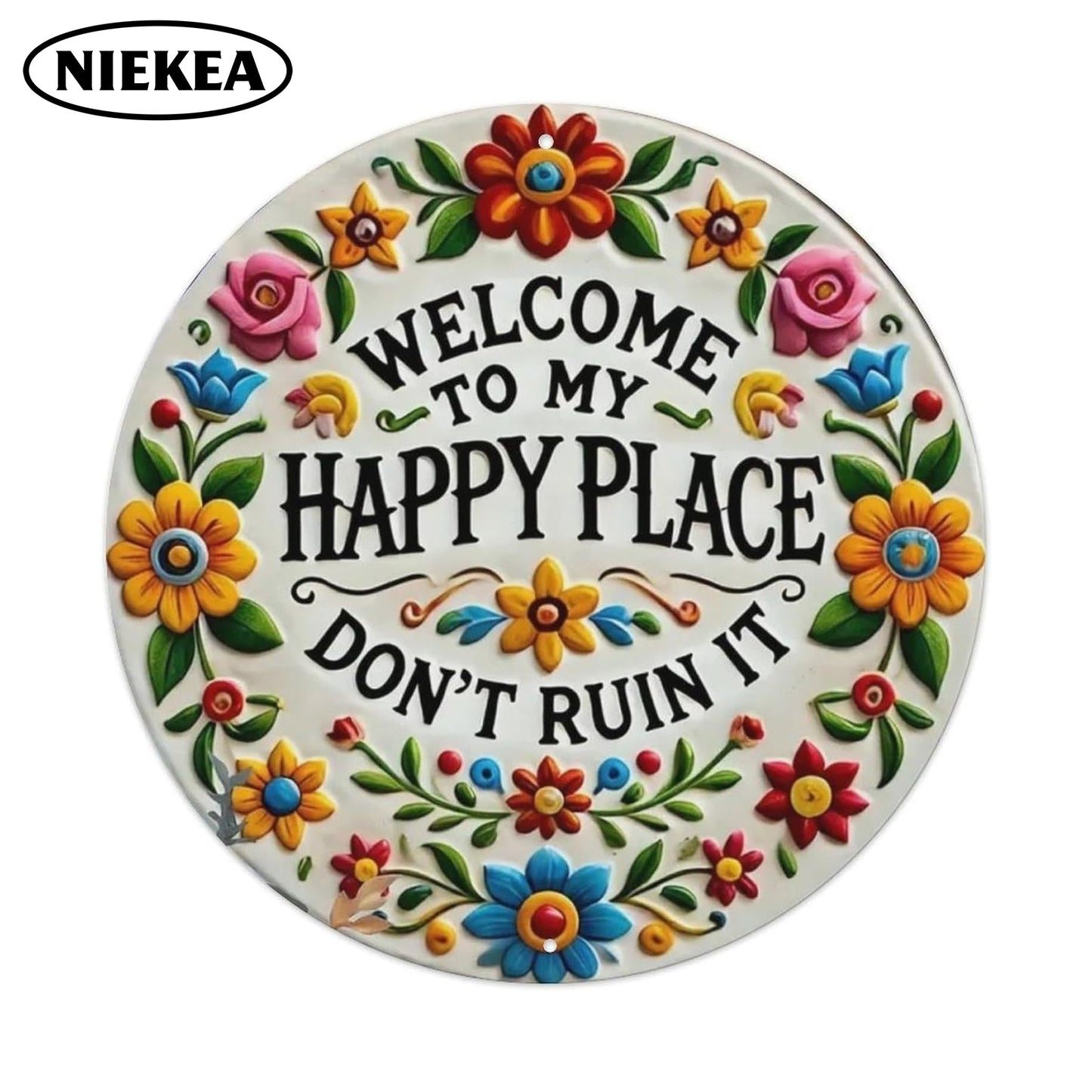 ⏰️Last Day For Free Shipping⌛️Vintage "Happy Place" Metal Sign