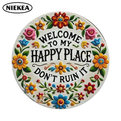 ⏰️Last Day For Free Shipping⌛️Vintage "Happy Place" Metal Sign