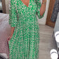 🔥LAST DAY SALE 60% OFF🌷Bohemian Casual Print V-neck Shirred Waist Long Dress