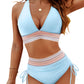 🔥Summer Sale 49% OFF💥👙High Waisted Tummy Control Color Block Bikini Sets