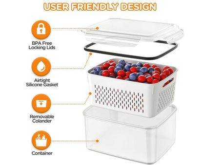 ⏰️SUMMER HOT SALE⌛️3PCS Fruit Storage Container Set for Fridge with Removable Colander