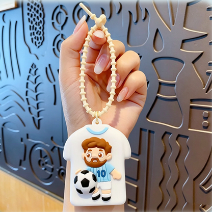 💥 BUY 2 GET 2 FREE + 💞50K+ SOLD!💥⚽Cute Football Player Squishy Keychain, Silicone Stress Relief Toy, Soccer Jersey Bag Charm for Kids & Adults