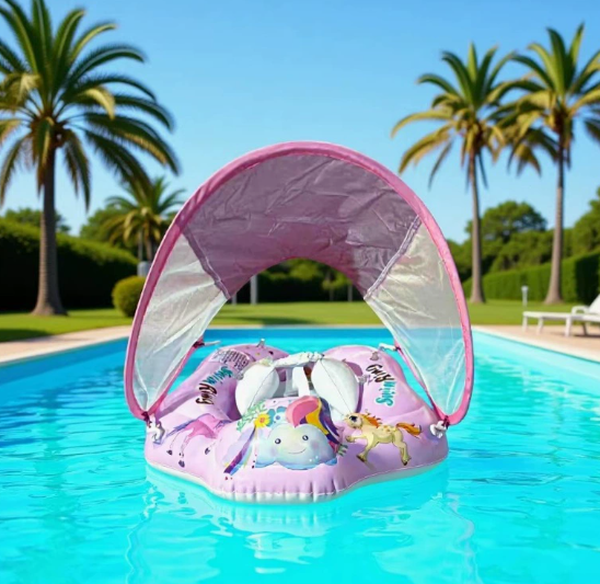 🎁Last Day Promotion 49% OFF🔥Baby Swim Float with Sun Canopy – Inflatable Infant Swimming Ring for Safe Water Fun