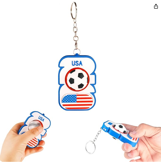 😍2026 NEW SALE-49% OFF😍3D Printed Soccer Fidget Toy, Spinner with Click Keyboard Button & Whistle,All in One Fidget Toy Keychain for Adults Stress Relief