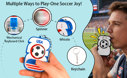 😍2026 NEW SALE-49% OFF😍3D Printed Soccer Fidget Toy, Spinner with Click Keyboard Button & Whistle,All in One Fidget Toy Keychain for Adults Stress Relief