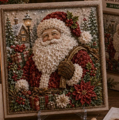 🎁 3D Christmas Fabric Poke Art Kit🎄 Handmade Fabric Poke Art Kit🎅 Vintage Holiday Handmade Decoration, DIY Christmas Craft Kit for Adults & Beginner
