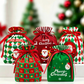 Christmas Velvet Gift Bags, Drawstring Pouches with Handle, Xmas Santa Treat Sacks for Christmas Eve Apple, Candy & Small Gifts