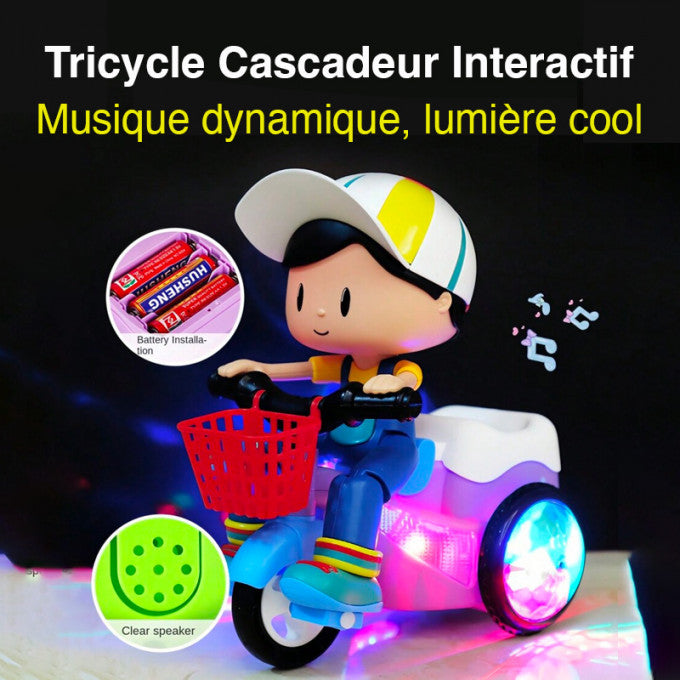⏰Last day 49% OFF🔥Stunt Tricycle for Kids: Music, Lights, 360° Rotation