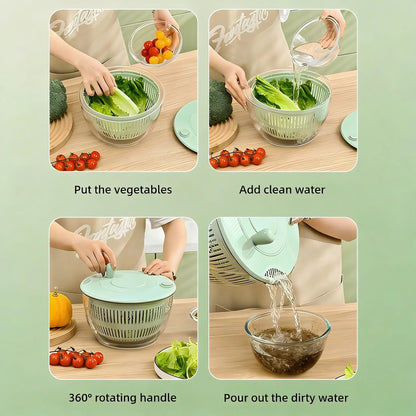 🎁Last Day Promotion 49% OFF🔥3-in-1 Salad Spinner with 5-Blade Slicer – 5.3 Qt Vegetable Washer, Strainer & Kitchen Prep Bowl