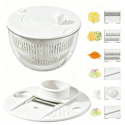 🎁Last Day Promotion 49% OFF🔥3-in-1 Salad Spinner with 5-Blade Slicer – 5.3 Qt Vegetable Washer, Strainer & Kitchen Prep Bowl